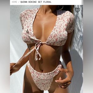 Princess Polly Bikini Set Floral Tie Front Crop Top High Waist Bottoms (w/ Tags)